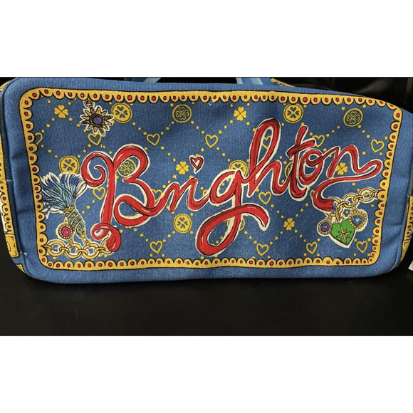 Brighton Blue White Multi-color Gem LOVE Canvas Tote Bag - Picture 9 of 10